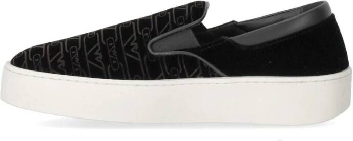 Emporio Armani Zwarte Monogram Slip-On Sneaker Black Dames