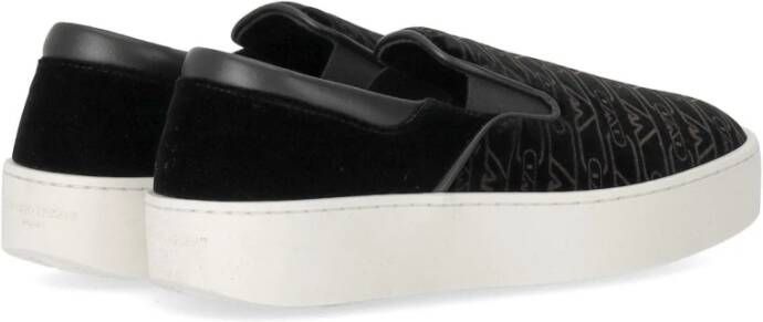 Emporio Armani Zwarte Monogram Slip-On Sneaker Black Dames