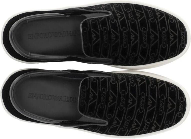 Emporio Armani Zwarte Monogram Slip-On Sneaker Black Dames