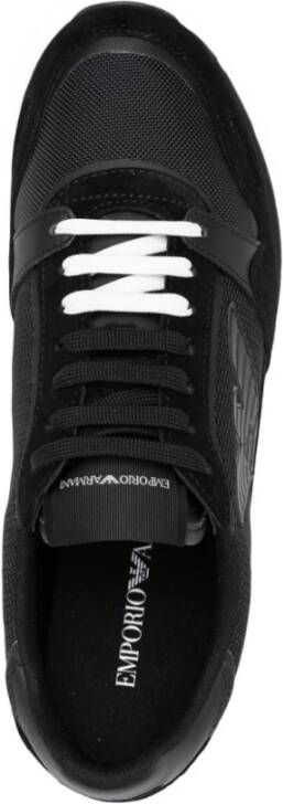 Emporio Armani Zwarte Sneakers met Handtekening Adelaar Hoofd Applicatie Black Heren