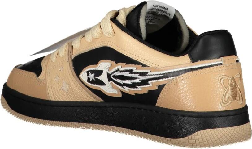 Enterprise Japan Contrasterende Leren Sneakers Beige Heren