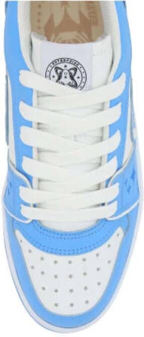 Enterprise Japan Lage leren sneakers met Rocket-logo en sterrenborduursel Blue Heren