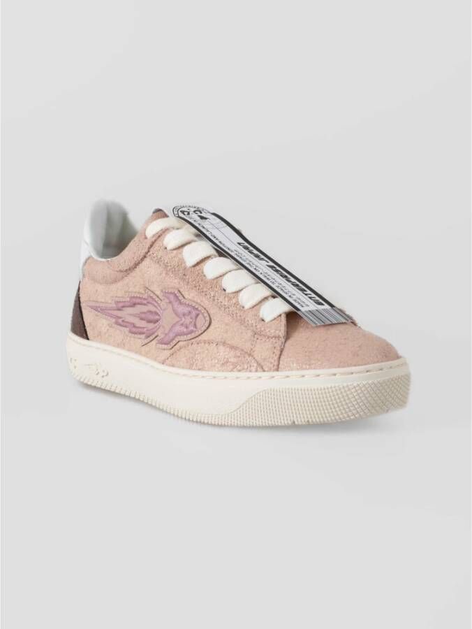 Enterprise Japan Metallic Leren Sneakers Pink Dames