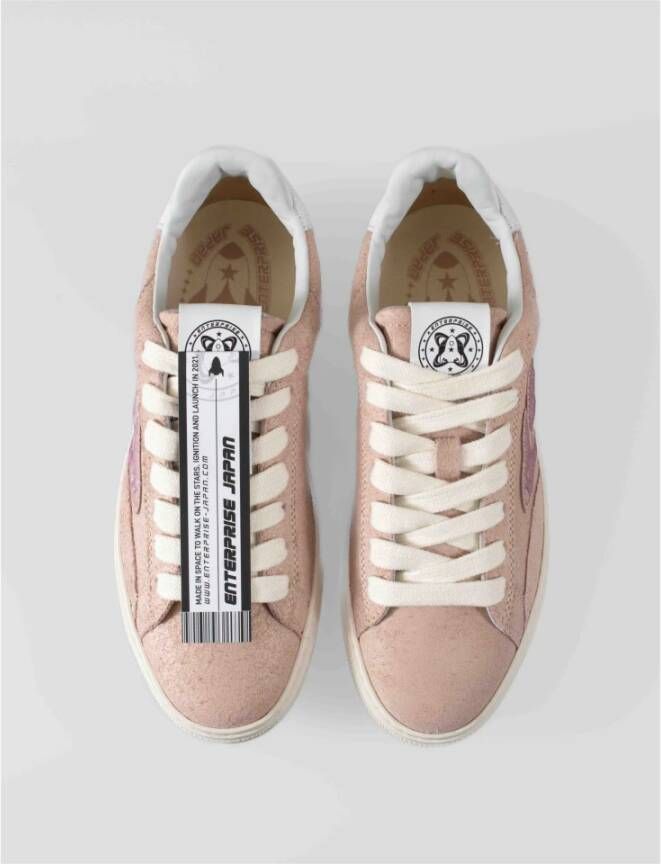 Enterprise Japan Metallic Leren Sneakers Pink Dames