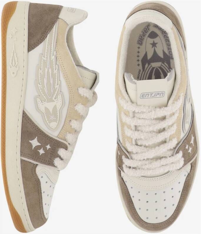 Enterprise Japan Rode Leren Rocket Sneakers Beige Heren