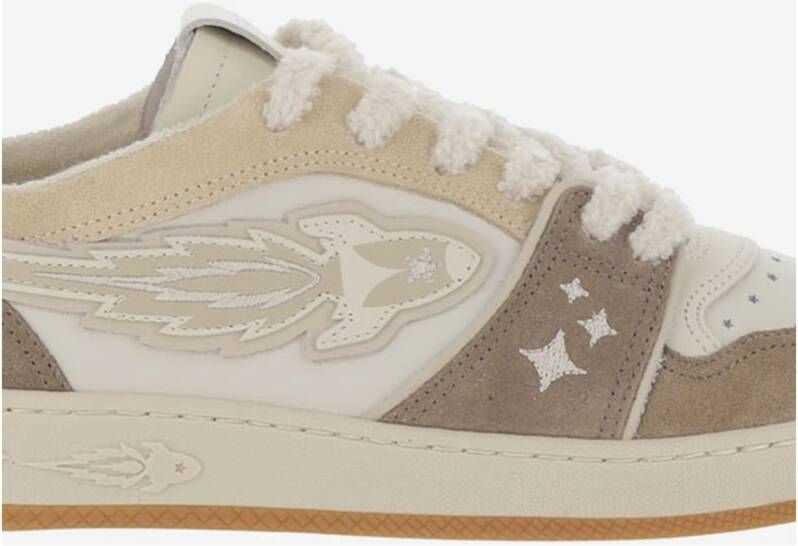 Enterprise Japan Rode Leren Rocket Sneakers Beige Heren