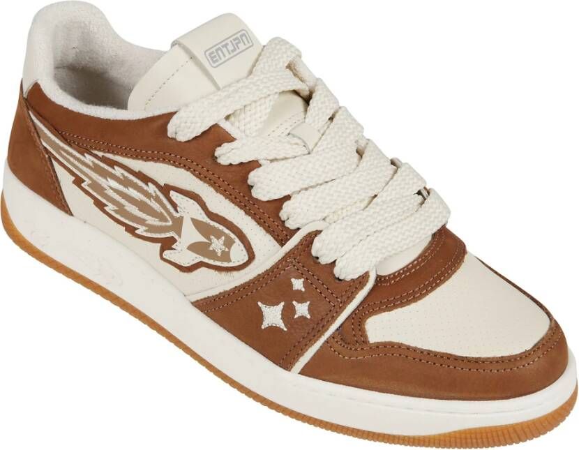 Enterprise Japan Sneakers met geborduurd logo Brown Heren