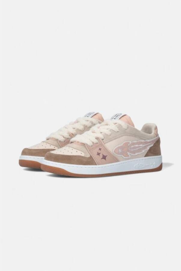 Enterprise Japan Sneakers van leer en suède met EJ Rocket-logo Beige Dames