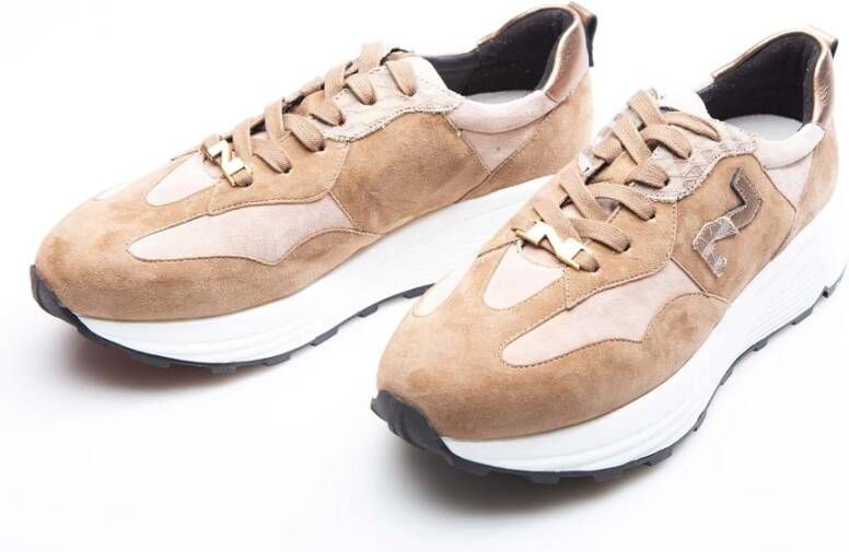 Enterprise Japan Suède Camel Sneakers Beige Dames