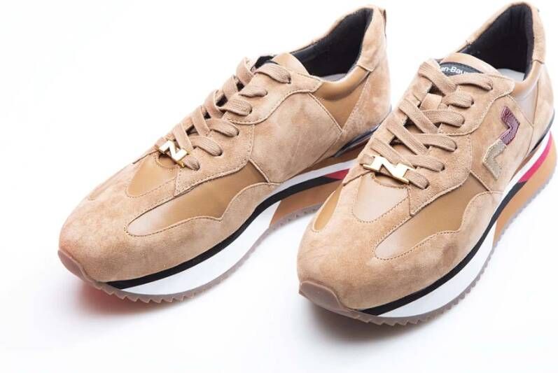 Enterprise Japan Suède Leren Sneaker met Multicolor Zool Beige Dames