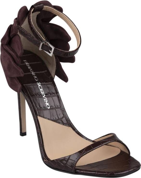 Ermanno Scervino Bruine Krokodil-geëmbosseerde Hoge Sandalen Brown Dames