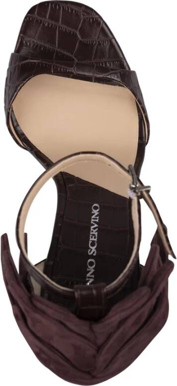 Ermanno Scervino Bruine Krokodil-geëmbosseerde Hoge Sandalen Brown Dames