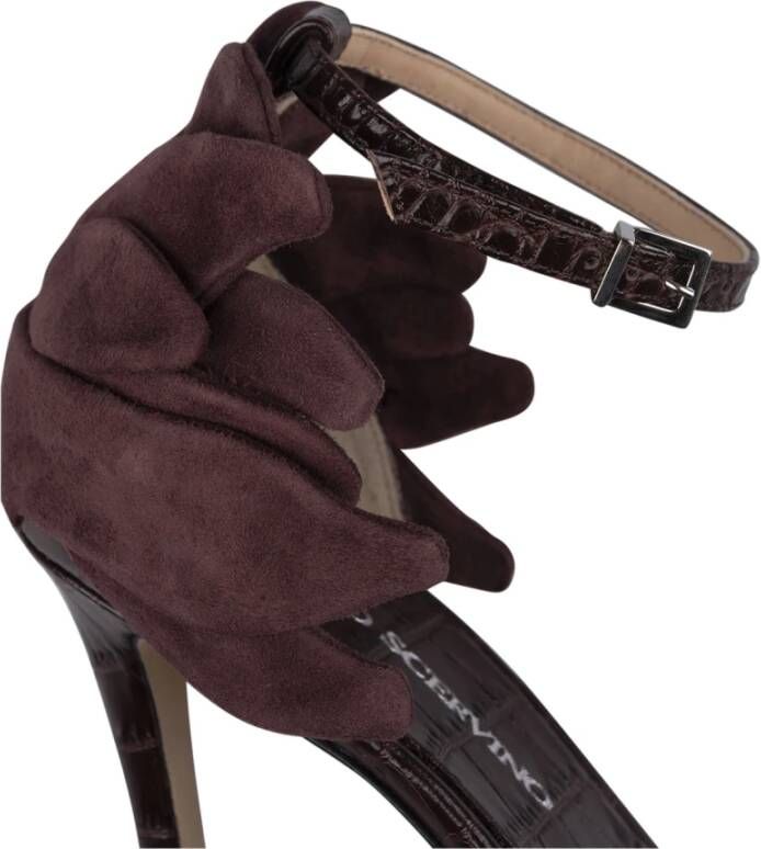 Ermanno Scervino Bruine Krokodil-geëmbosseerde Hoge Sandalen Brown Dames