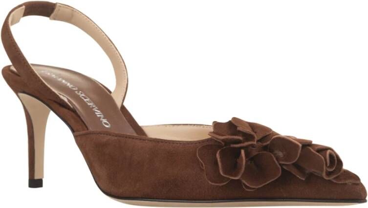 Ermanno Scervino Bruine Suède Slingback met Leren Bloemen Brown Dames