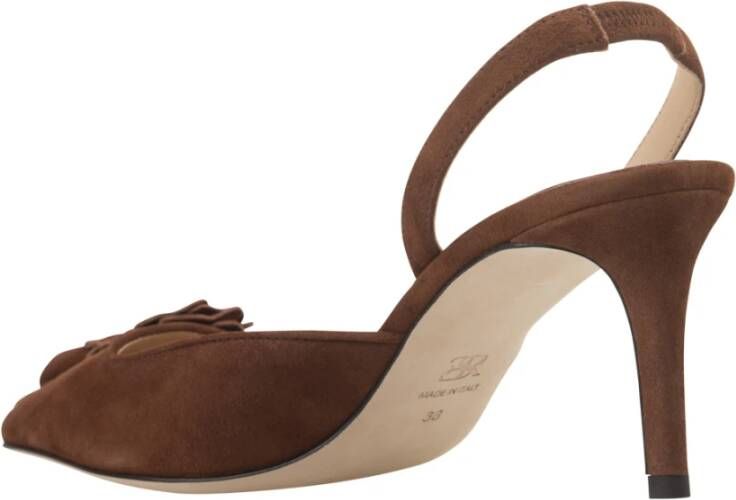 Ermanno Scervino Bruine Suède Slingback met Leren Bloemen Brown Dames