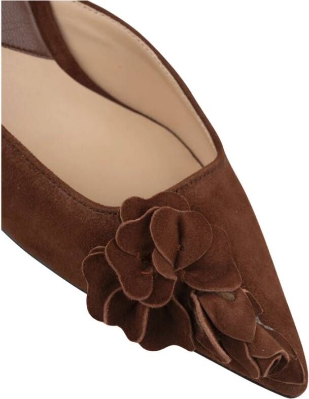 Ermanno Scervino Bruine Suède Slingback met Leren Bloemen Brown Dames