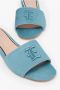 Ermanno Scervino Platte leren sandalen met gotisch monogram Blue Dames - Thumbnail 2