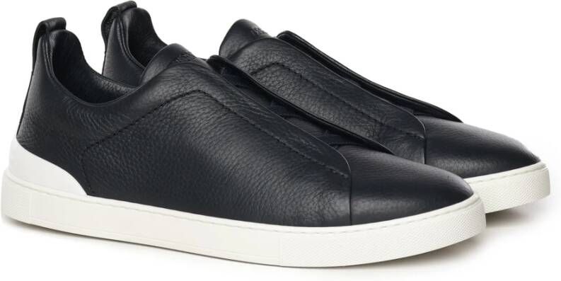 Ermenegildo Zegna Blauwe Marine Slip-On Sneakers met Elastiek Blue Heren