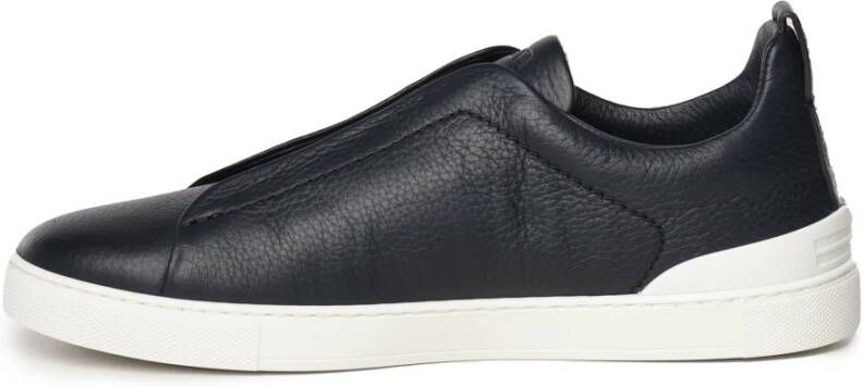 Ermenegildo Zegna Blauwe Marine Slip-On Sneakers met Elastiek Blue Heren