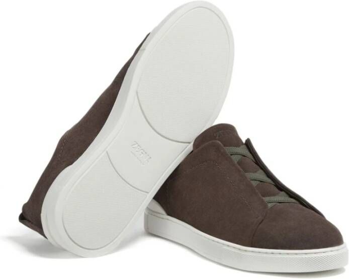 Ermenegildo Zegna Bruine Suède Instap Sneakers Brown Heren