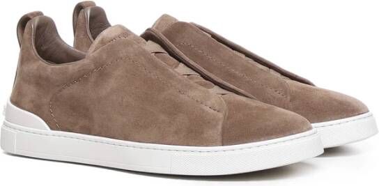 Ermenegildo Zegna Bruine Suède Sneakers Brown Heren