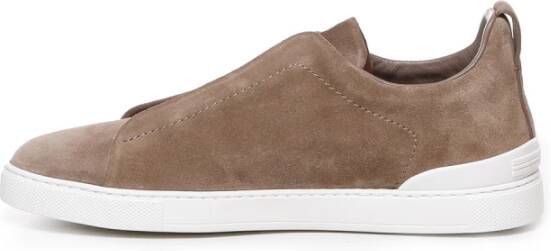 Ermenegildo Zegna Bruine Suède Sneakers Brown Heren