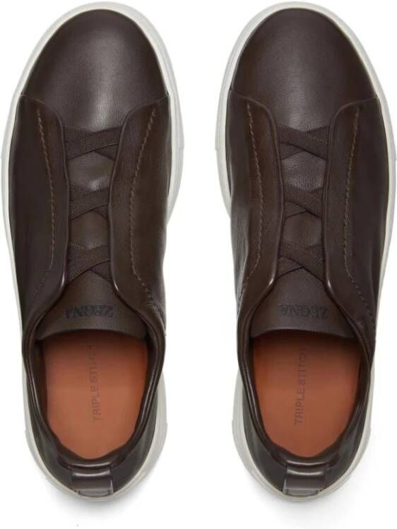 Ermenegildo Zegna Bruine Triple Stitch Sneakers Brown Heren