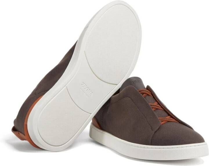 Ermenegildo Zegna Bruine Triple Stitch Wol Sneakers Brown Heren