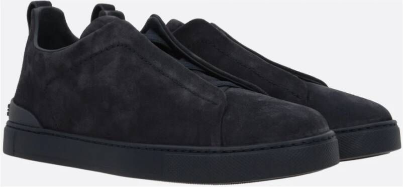 Ermenegildo Zegna Donkerblauwe Suède Slip-On Sneakers Blue Heren