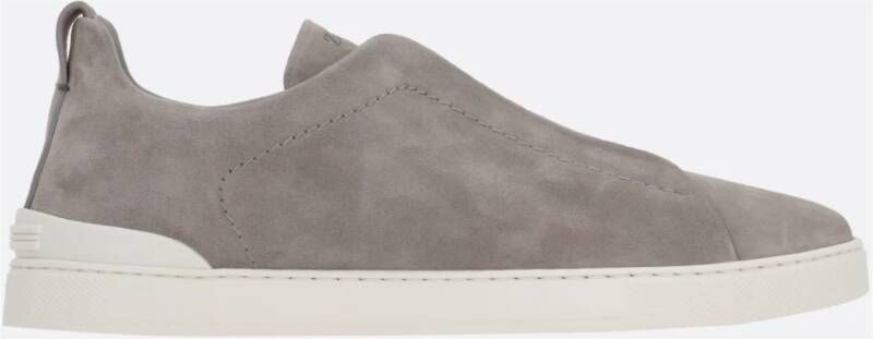 Ermenegildo Zegna Grijze Suède Slip-On Sneakers Gray Heren