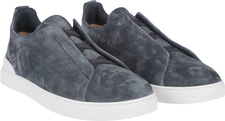 Ermenegildo Zegna Lage Sneakers met Drievoudig Stiksel Gray Heren