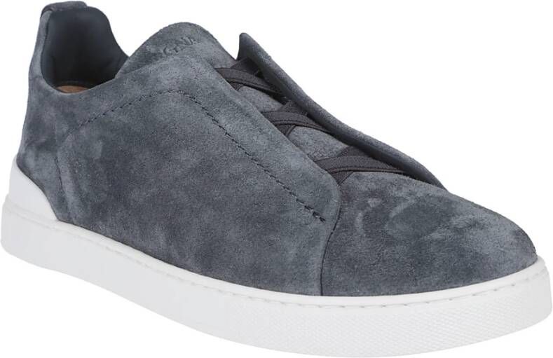 Ermenegildo Zegna Lage Sneakers met Drievoudig Stiksel Gray Heren