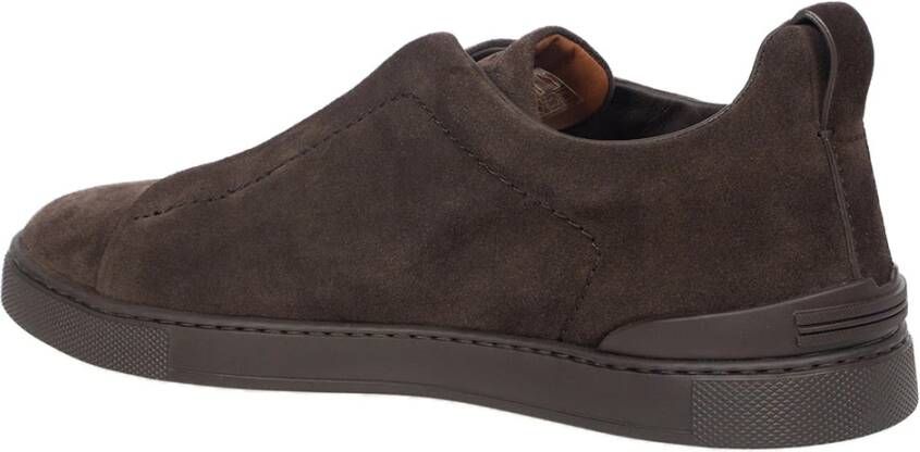 Ermenegildo Zegna Lage Top Triple Stitch Sneakers Bruin Heren