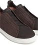 Ermenegildo Zegna Leren Sneakers Triple Stitch Design Brown Heren - Thumbnail 3