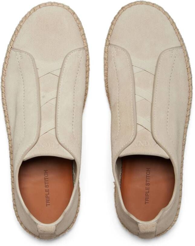 Ermenegildo Zegna Stijlvolle Suede Espadrilles Sneakers Beige Heren