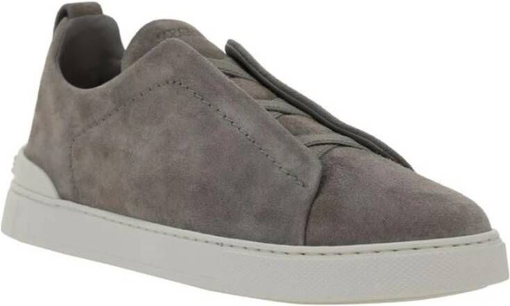 Ermenegildo Zegna Suede Slip-On Sneakers Gray Heren