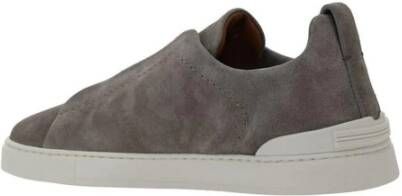 Ermenegildo Zegna Suede Slip-On Sneakers Gray Heren