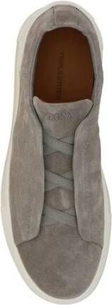 Ermenegildo Zegna Suede Slip-On Sneakers Gray Heren