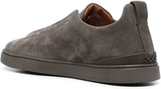 Ermenegildo Zegna Suede Triple Stitch Sneakers Gray Heren