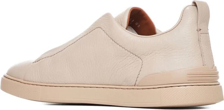 Ermenegildo Zegna Triple Stitch Low-Top Sneakers in Beige Heren