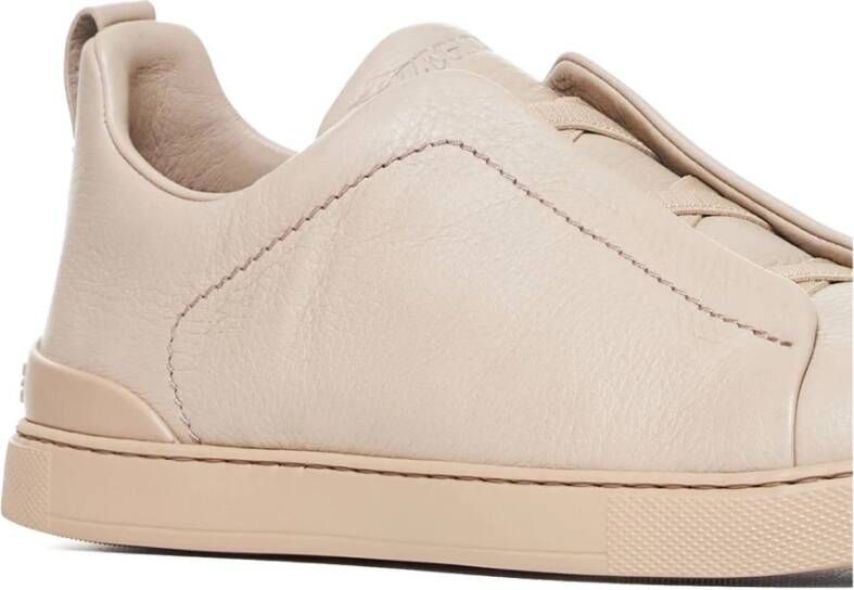 Ermenegildo Zegna Triple Stitch Low-Top Sneakers in Beige Heren