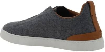 Ermenegildo Zegna Wollen Triple Stitch Slip-On Sneakers Gray Heren