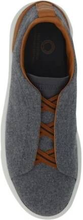 Ermenegildo Zegna Wollen Triple Stitch Slip-On Sneakers Gray Heren