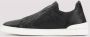 Ermenegildo Zegna Zwarte Leren Instap Sneakers Black Heren - Thumbnail 2