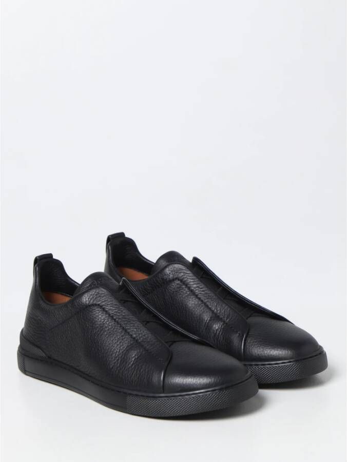 Ermenegildo Zegna Zwarte Low-Top Triple Stitch Sneakers Black Heren