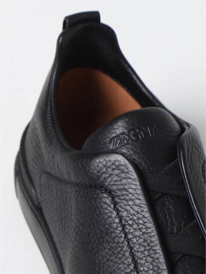 Ermenegildo Zegna Zwarte Low-Top Triple Stitch Sneakers Black Heren