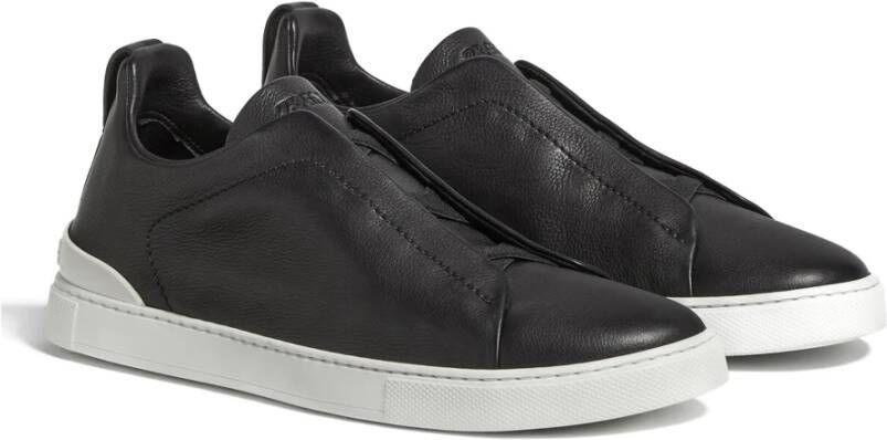 Ermenegildo Zegna Zwarte Sneaker Triple Stitch Nappa Black Heren