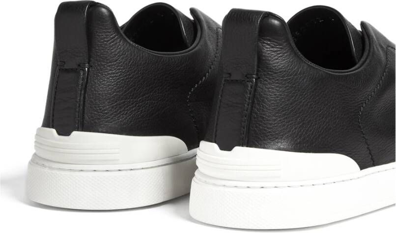 Ermenegildo Zegna Zwarte Sneaker Triple Stitch Nappa Black Heren