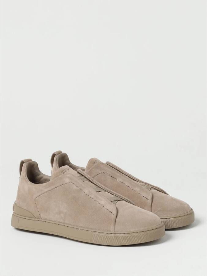 Ermenegildo Zegna Zwarte Triple Stitch Low-Top Sneakers Grijs Heren