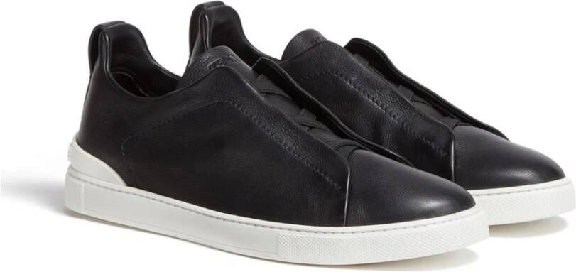 Ermenegildo Zegna Zwarte Triple Stitch Secondskin Sneakers Black Heren